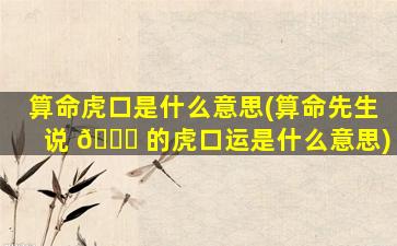 算命虎口是什么意思(算命先生说 🐞 的虎口运是什么意思)